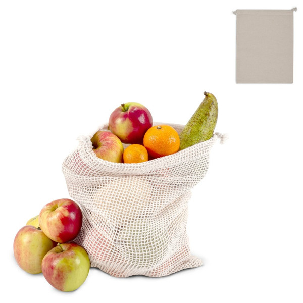 Herbruikbaar groente & fruit zakje OEKO-TEX® katoen ecru 25x30cm