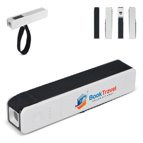 5-in-1 Travel Powerbank 2600 mAh - Bagageweegschaal - Zaklamp - Liniaal - Thermometer