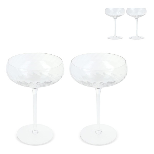 Byon Opacity set van 2 champagneglazen met stijlvol glas patroon 300ml
