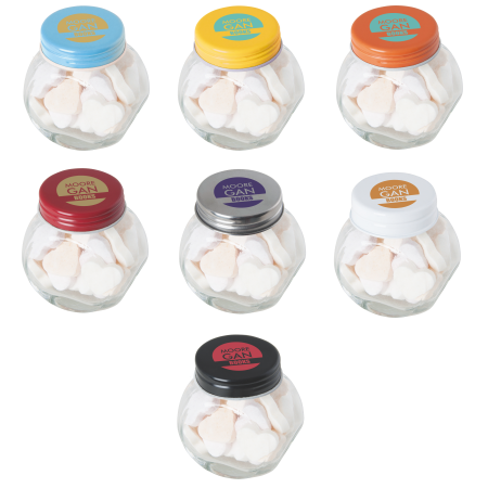 Kleine glazen pot vruchten hartjes