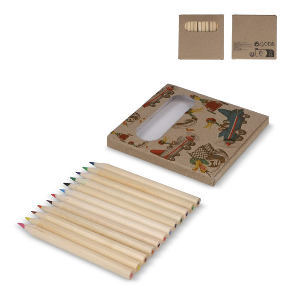 12 kleurpotloden in kraft doosje