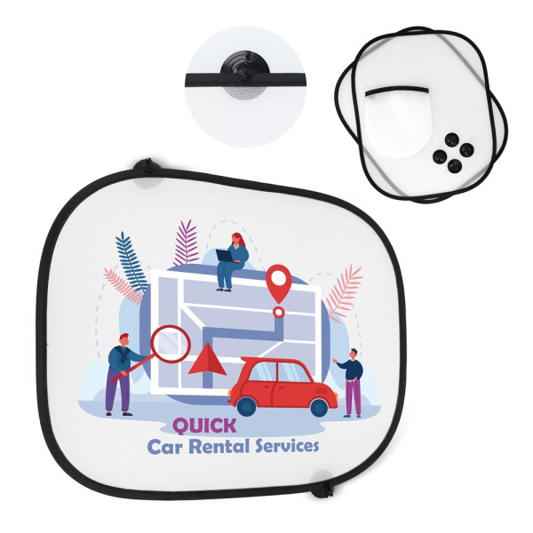 Zonnescherm voor autoraam, set van 2 in hoesje sublimatie