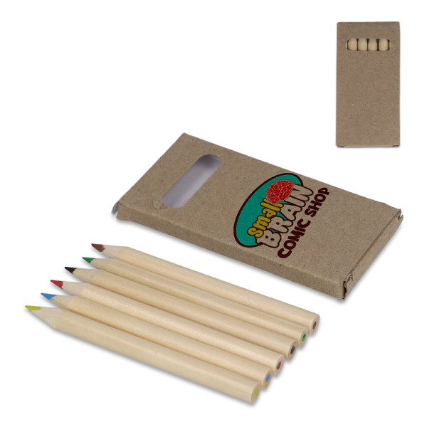 6 kleurpotloden in kraft doosje